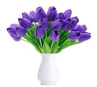HAOSHICS Artificial Tulips Fake Holland Tulip Real Touch Bouquet Flowers Latex Tulips for Wedding Home Hotel Party Garden Decor, Multicolor 10PCS (Dark purple)