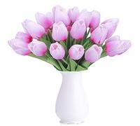 HAOSHICS Artificial Tulips Fake Holland Tulip Real Touch Bouquet Flowers Latex Tulips for Wedding Home Hotel Party Garden Decor, Multicolor 10PCS (Rose purple)