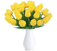 HAOSHICS Artificial Tulips Fake Holland Tulip Real Touch Bouquet Flowers Latex Tulips for Wedding Home Hotel Party Garden Decor, Multicolor 10PCS (Yellow)