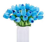 HAOSHICS Artificial Tulips Fake Holland Tulip Real Touch Bouquet Flowers Latex Tulips for Wedding Home Hotel Party Garden Decor, Multicolor 10PCS (Blue)