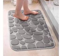 HAOSHICS Cobblestone Pattern Bath Rug, Soft Non-Slip Quick Dry Bath Mat, Water Absorbent Shower Carpet For Home Bathroom, Bathroom Accessories,Bathroom Decor, Bathroom decorations (Gray,M)