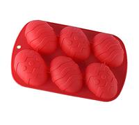 Haoshics Easter Egg Silicone Chocolate Mould Large 6-Cavity Egg Shaped Silicone Mold, Baking Mold for Making Hot Chocolate Bomb, Cake, Jelly, Mousse (Red-1PCS)