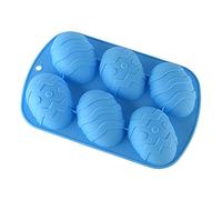 Haoshics Easter Egg Silicone Chocolate Mould Large 6-Cavity Egg Shaped Silicone Mold, Baking Mold for Making Hot Chocolate Bomb, Cake, Jelly, Mousse (Blue-1PCS)