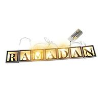 HAOSHICS Ramadan LED String Lights Decorative String Lights, Battery Operated Wooden Hollow Letters Pendant Lamp Decoration for Ramadan Eid Mubarak Home (a)