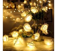 HAOSHICS String Lights, Battery Operated Rose Flower String Fairy Lights for Christmas, Valentine's, Wedding,Party,Indoor,Garden Decoration (White Rose,1.5M/4.92ft 10LEDs)