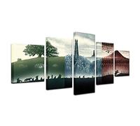 HAOSHUNDA Lord of The Rings Trilogy Inspired Poster Wall Art Home Wall Decorations for Bedroom Living Room Oil Paintings Canvas Prints 5 Panel Canvas Print Wall Art (12x20x2,12x28inx2,12x32inx1)