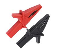 Haosie 2pcs Insulated Crocodile Clips, Crocodile Clip for 4 MM Socket Oscilloscope Test Leads, Red and Black Crocodile Clips Electrical Measuring Accessories