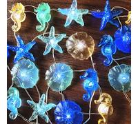 Haosonw Ocean Themed String Lights, 10FT 30 LED Starfish Seahorse Beach Decorative Lights, USB & Battery Powered Fairy Lights with Remote Timer for Bedroom Birthday Party Wedding Decor