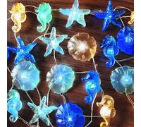 Haosonw Ocean Themed String Lights, 10FT 30 LED Starfish Seahorse Beach Decorative Lights, USB & Battery Powered Fairy Lights with Remote Timer for Bedroom Birthday Party Wedding Decor