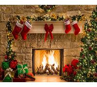 Haosphoto 5X3FT Merry Christmas Backdrop for Photography, Christmas Tree, Fireplace, Stocking, Home, Party Decoration, Xmas Background, Happy New Year, Photo Studio Props, Vinyl