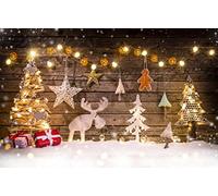 Haosphoto 7X5FT/210X150cm Christmas Backdrop Xmas Decoration Tree Reindeer Bokeh Lights Backdrops for Photography Wood Floor Happy New Year Vinyl Photo Background Kids Adults Studio Props CA453