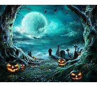 Haosphoto 9X6FT Halloween Backdrop for Photography Halloween's Carnival Night Backdrops Pumpkin Grimace Cemetery Spooky Forest All Saints' Day Background for Hallowmas Party Photo Studio Props HS297
