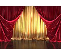 Haosphoto 9X6FT Stage Backdrop for Photography Red Curtain Backdrops Theatre Background for Congrats Graduation Ceremony Circus Show Back to School Prom School Show Photo Studio Props Vinyl HS623