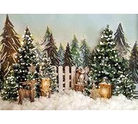 Haosphoto Christmas Backdrop for Photography 7X5FT Heavy Snow Backdrops Winter Wonderland Pine Tree Forest Reindeer Xmas Background for Newborn Kids Happy New Year Photo Studio Props Vinyl HS898