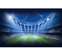 Haosphoto Football Field Backdrop 9X6FT Stadium Vinyl Backdrops Stage Lights Green Grass Meadow Indoor Sports Match Photography Background for Boys Kids School Game Birthday Photo Studio Props CA615