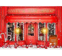 Haosphoto Santa's Toy Shop Backdrop for Photography 5X3FT Heavy Snow Backdrops Candy Cane Gifts Snowflakes Xmas Background for Kids Merry Christmas and Happy New Year Photo Studio Props Vinyl HS903