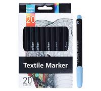 HAOSUIAI 20 Pcs Fabric Markers Set, Smooth Writing Painting Bright Color Marker Pens for Cloth Shoes Bags, Water Based Fabric Paint Markers with Fine Tip for Adults Students DIY Art Project