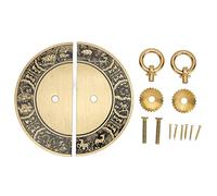 HAOSUIAI Antique Brass Round Cabinet Handles, Vintage Double Ring Pulls for Wardrobe and Bedroom Furniture, Decorative Rust - Proof with Mounting Screws