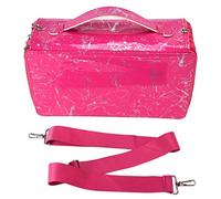 HAOSUIAI Handheld Pencil Case, Large Capacity Multilayer 300 Holes Stationery Organizer with Built - in Pen Holder, Portable Oxford Cloth Pencil Bag for School Office Art Supplies (Rose Red)