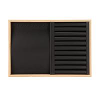 HAOSUIAI Stackable Jewelry Tray, Scratch Proof Jewelry Drawer Insert with Faux Leather Lining for Earrings Necklaces Bracelets Brooches, Black Wood Organizer for Dresser or