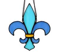 HAOSUM Fleur De Lis Decor Stained Glass Window Hangings,Handmade Housewarming Gifts for New House, Fleur De Lis Decoration Birthday Gift for Men,Christmas Decortion Gifts for Women