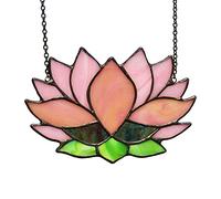 HAOSUM Lotus Flower Decor Stained Glass Window Hangings,Sun Catcher Gift for Mom Lotus Flower Decoration for Kitchen Livingroom,Birthday Gifts for Women
