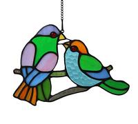 HAOSUM Lover Bird Ornaments Stained Glass Window Hangings, Bird Lover Gifts Suncatcher for Window Decor Handmade Birthday Gifts for Mom,Parents, Annivesary Gifts for Couple
