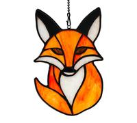 HAOSUM Stained Glass Suncatcher Fox Ornament,Fox Decorations for Home,Funny Fox Stained Glass Window Hanging for Livingroom Bedroom Office Party Birthday
