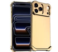 Haotermai Case for iPhone 17 Pro Max, Personalized Metal Frameless Hollow Design, Tempered Glass Included, Built-in Aromatherapy, Slim Shockproof Anti-Fingerprint Heat Dissipation-Gold