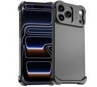 Haotermai Case for iPhone 17 Pro Max, Personalized Metal Frameless Hollow Design, Tempered Glass Included, Built-in Aromatherapy, Slim Shockproof Anti-Fingerprint Heat Dissipation-Black