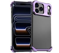 Haotermai Case for iPhone 17 Pro Max, Personalized Metal Frameless Hollow Design, Tempered Glass Included, Built-in Aromatherapy, Slim Shockproof Anti-Fingerprint Heat Dissipation-Purple