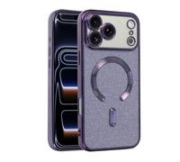 Haotermai Magnetic Glitter Case for iPhone 17 Pro Max, Bling Clear Shockproof Cover with Camera Protector, Soft Slim TPU Protective Phone Case for Women Girls-Purple