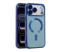 Haotermai Magnetic Glitter Case for iPhone 17 Pro Max, Bling Clear Shockproof Cover with Camera Protector, Soft Slim TPU Protective Phone Case for Women Girls-Blue