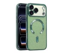 Haotermai Magnetic Glitter Case for iPhone 17 Pro Max, Bling Clear Shockproof Cover with Camera Protector, Soft Slim TPU Protective Phone Case for Women Girls-Green