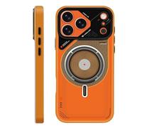 Haotermai MagSafe Compatible Case for iPhone 17 Pro Max, Clear Bumper with Raised Camera Lens Cover, Shockproof TPU Anti-Drop Protective Cover-Orange