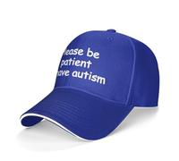 HAOTIEN Baseball Cap Please be Patient I Have Autism Unisex Graphic Print Men Women Adjustable Funny Baseball Cap Washed Hat Blue