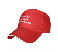 HAOTIEN Baseball Cap Please be Patient I Have Autism Unisex Graphic Print Men Women Adjustable Funny Baseball Cap Washed Hat Red