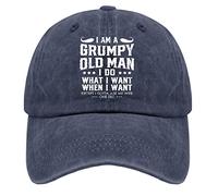 HAOTIEN Baseball Caps I Am a Grumpy Old Man I Do What I Want When I Want Baseball Cap for Men Graphic Hat Adjustable Navy Blue