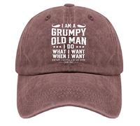 HAOTIEN Baseball Caps I Am a Grumpy Old Man I Do What I Want When I Want Baseball Cap for Men Graphic Hat Adjustable Wine Red