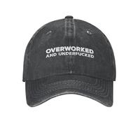 HAOTIEN Beafoliya Funny Hat Overworked and Underfucked Hat Women Baseball Hats Cool Hats Black