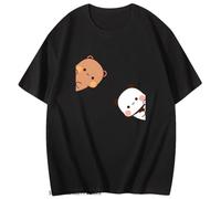 HAOTIEN Bubu Dudu Shirt Couple Tops Cartoon Panda Bear Men Summer T-Shirts Black