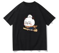 HAOTIEN Cartoon Panda Bear Bubu and Dudu T Shirt Kawaii Printed Harajuku Ullzang Black