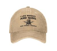 HAOTIEN Funny Hat I Like Whiskey and Guns and Maybe 3 People Hat for Men Baseball Caps Cool Hats Natural