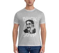 HAOTIEN Groucho Marx - Duck Soup Fan Art with Title Illustration T-Shirt Graphic t Shirt Short Sleeve tee Men Grey