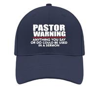 HAOTIEN Pastor Gift Pastor Warning Anything You say Hat Hat Men Trendy Mesh Cap for Summer Navy