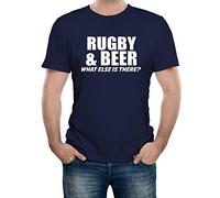HAOTIEN Rugby and Beer What Else is There? Funny Novelty Mens Drinking Slogan Gift Tshirt Navy Blue