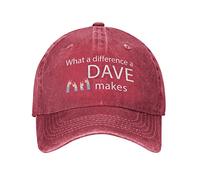 HAOTIEN What A Difference A Dave Makes Hat for Men Baseball Hat Adjustable Hats Red