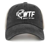 HAOTIEN Where is The Fish Hat Where's The Fish Trucker Hat Men Funny Fishing Hat Mesh Baseball Cap for Summer Black