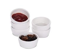 HAOTOP Mini Ramekins 1.5 oz Set of 6,Small Ceramics Souffle Dish, Exactly Designed for Dipping Sauce, Ketchup, Salsa and Jams, 45ml White