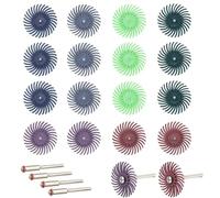 HaoTrade 18pcs 1 Inch/25mm Radial Bristle Disc Set with 3mm Mandrels Gap Polishing Wheel for Rotary Tools Cleaning Finishing Deburring,Mixed Grit With 80/120/220/400/600/1000 Polishing Wheel Assortmen